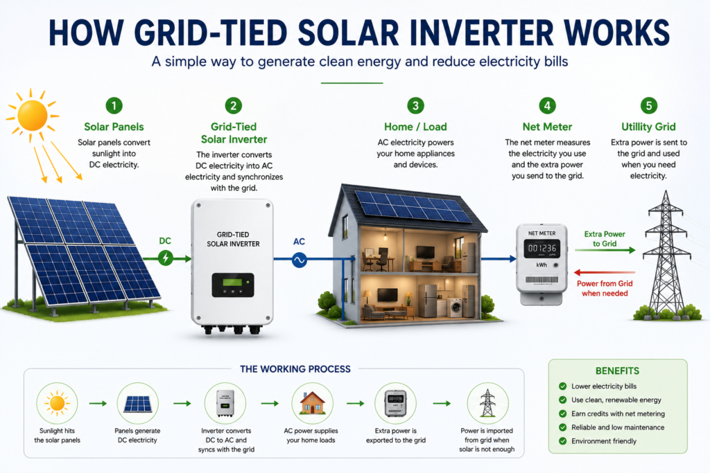How a Grid-Tie Solar Inverter Works Step by Step