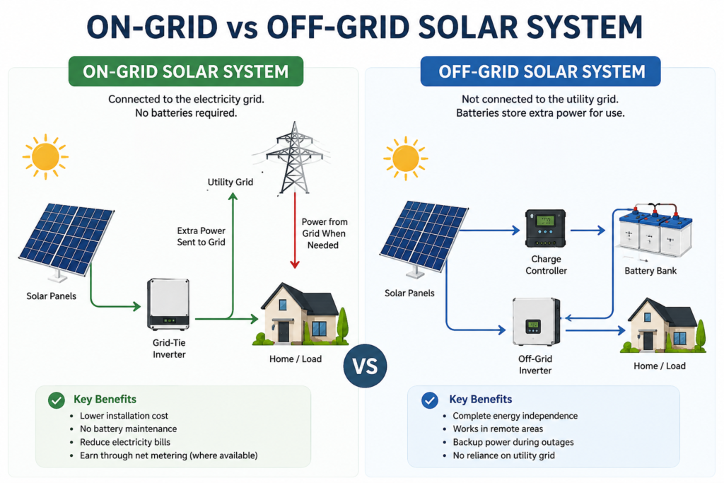comparison of on-grid vs off-grid solar system

