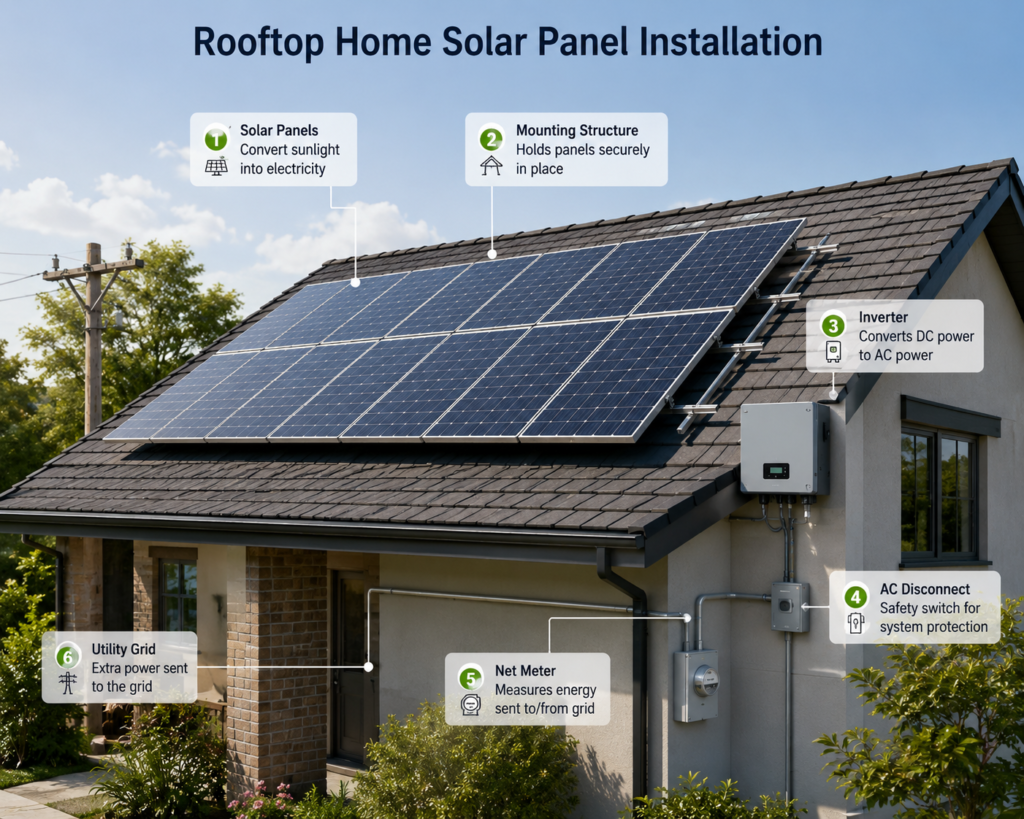 installation of components of home solar system
