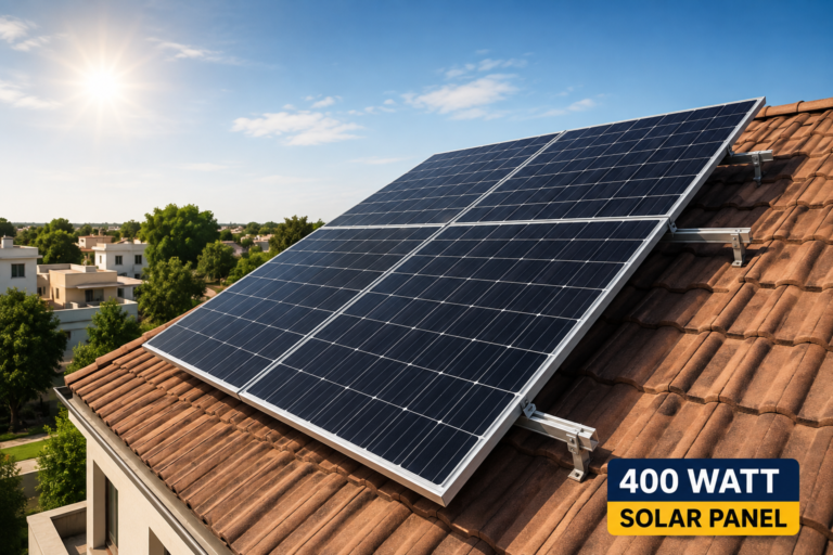 400 watt solar panel installed on a rooftop