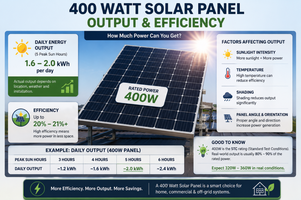 400 watt solar panel output and efficiency