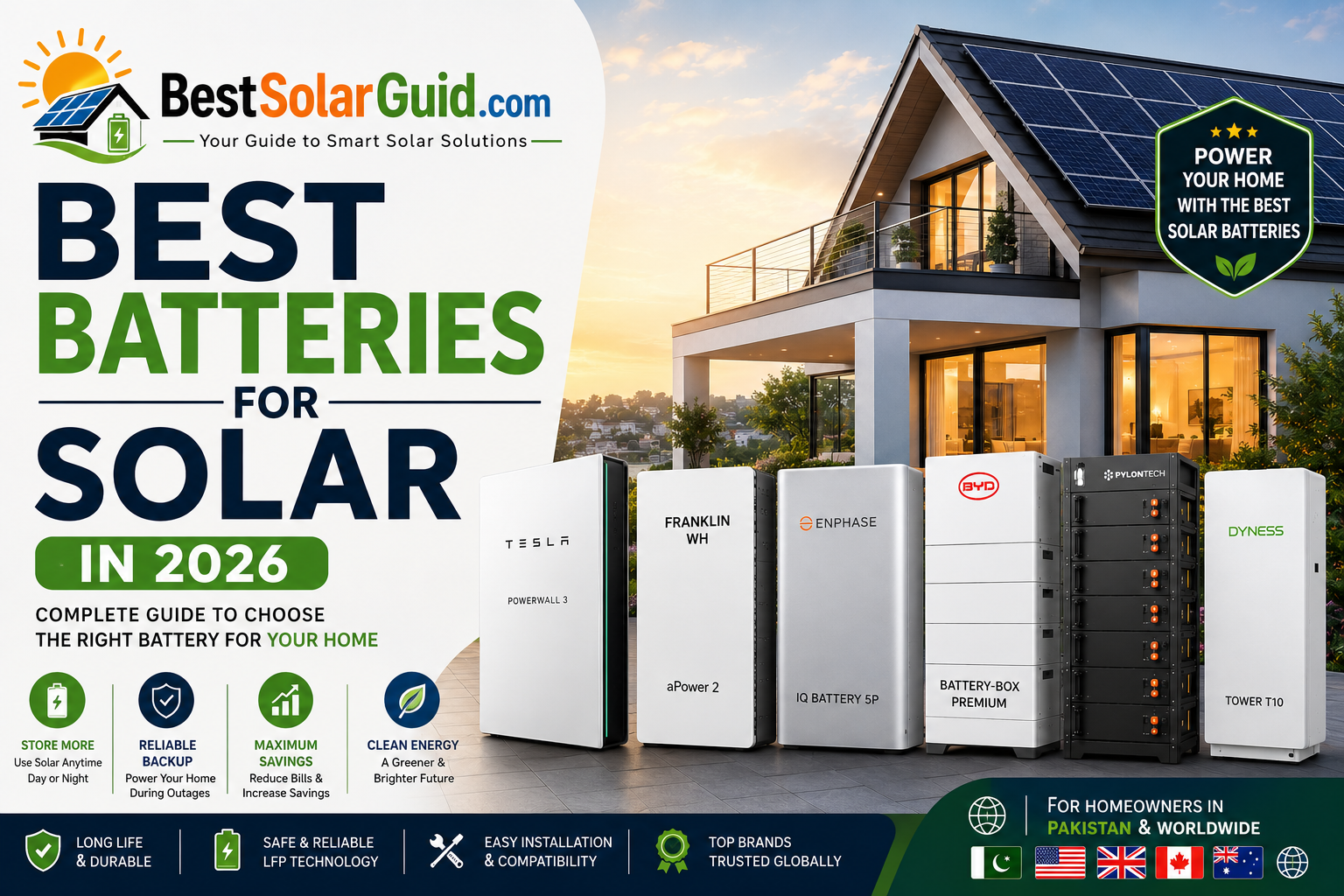 Best batteries for solar in 2026 for home energy storage