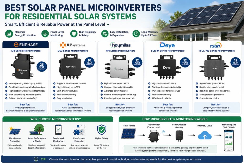 Best solar panel microinverters for residential solar systems.