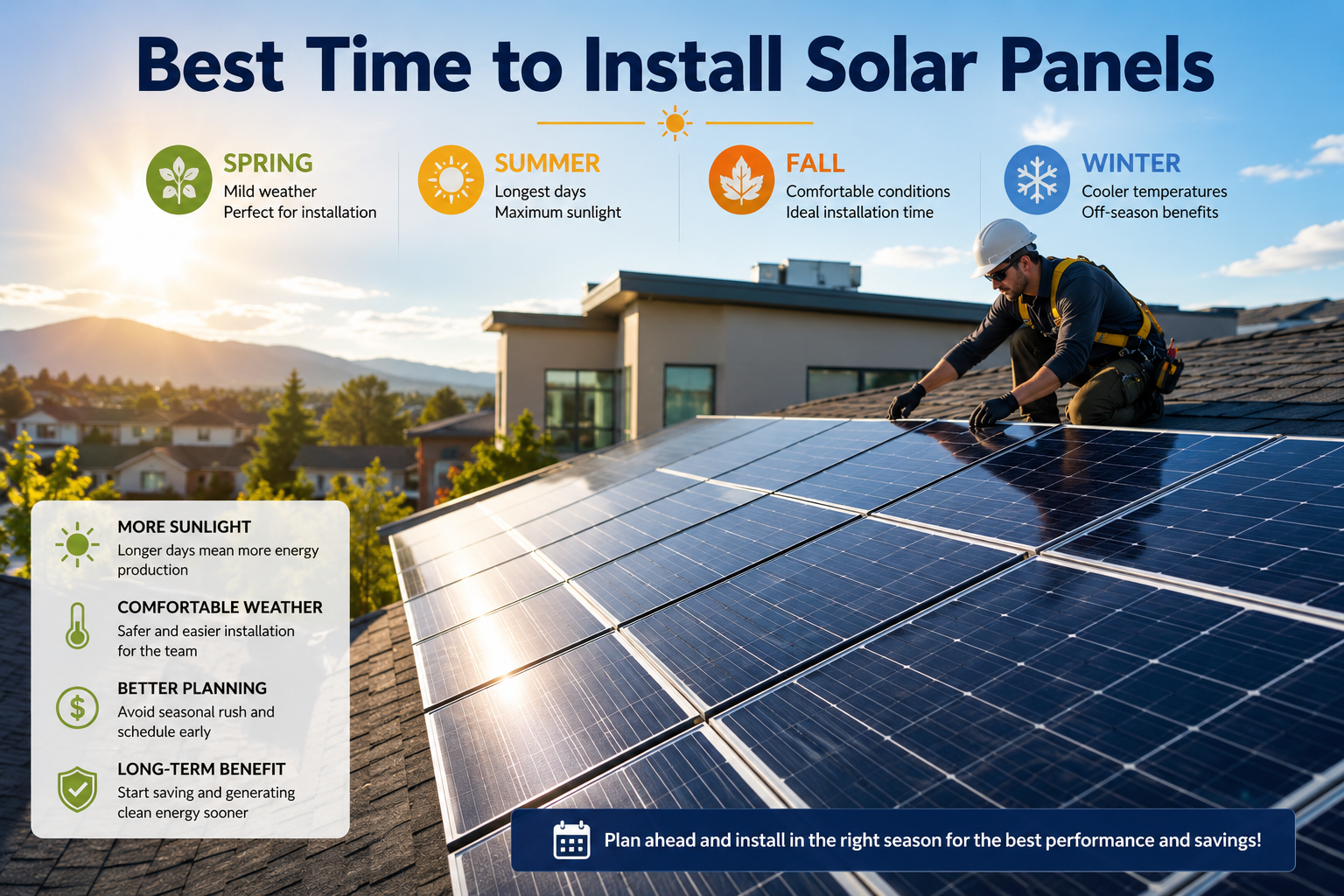 Best time to install solar panels on a residential rooftop