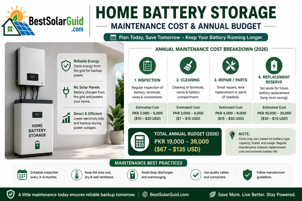 Home battery storage maintenance cost and annual budget