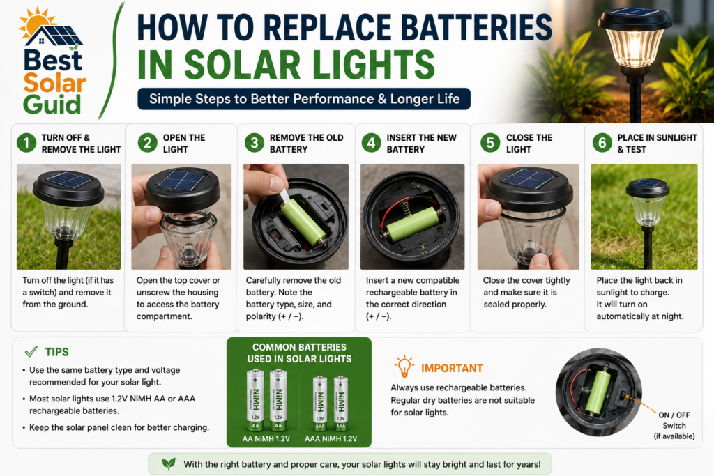 how to replace batteries in solar lights