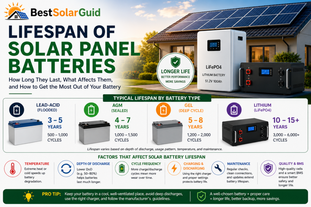 Lifespan of solar panel batteries for home solar energy storage