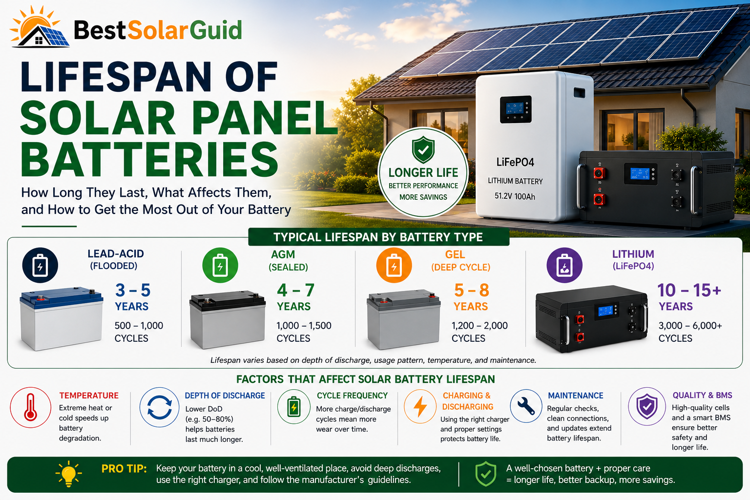 Lifespan of solar panel batteries for home solar energy storage