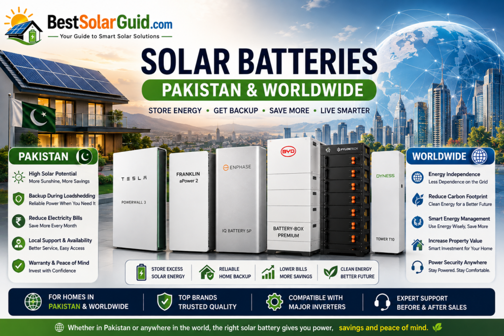 Solar batteries for homes in Pakistan and worldwide