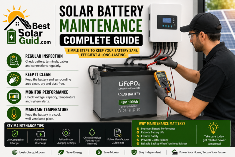 Solar battery maintenance and inspection for a home energy storage system