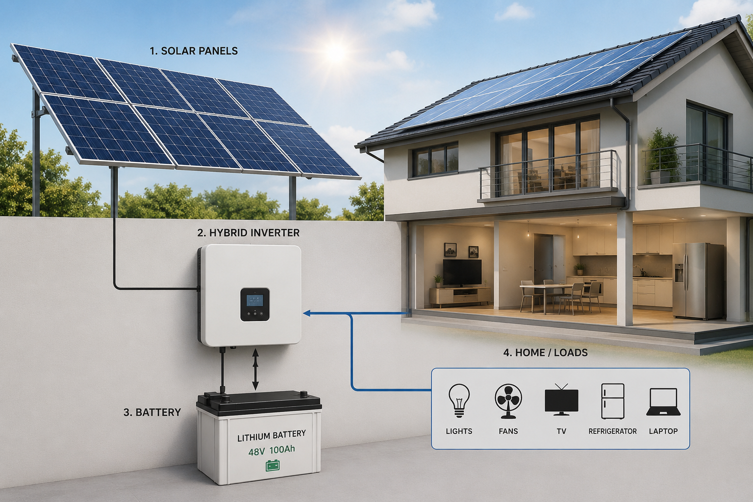 solar panel kit with battery and inverter for home