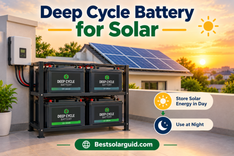 Deep cycle battery bank connected to a home solar panel system