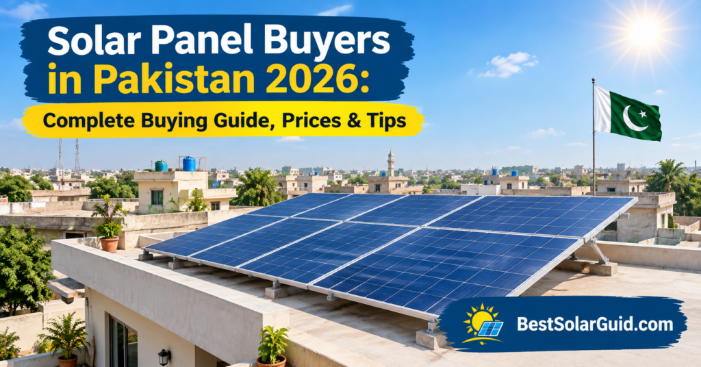 Solar panels installed on a residential rooftop in Pakistan under a clear blue sky